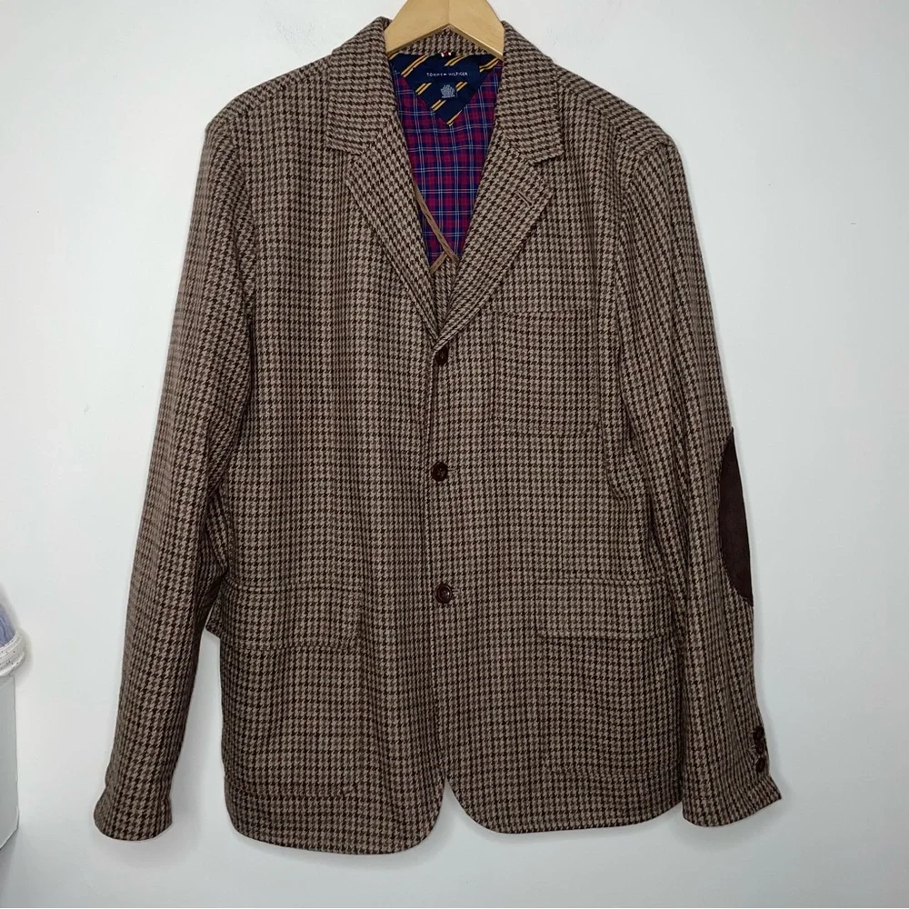 Tommy Hilfiger Wool Blend Tweed Houndstooth Blazer Sport Coat Men’s L - Picture 8 of 15